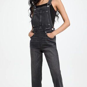 PAIGE Noella Denim Overall w/Raw Hem in Faded Zinc
